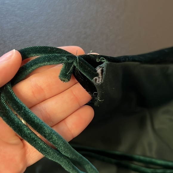 Dollar Vintage Dark Green Velvet Spaghetti Strap Dress SZ Medium - Picture 6 of 8